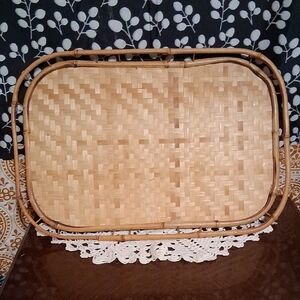 Vintage Woven Bamboo Tray